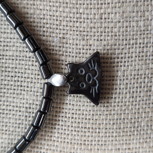 Hematite Cat Charm Necklace - Picture 2 of 6